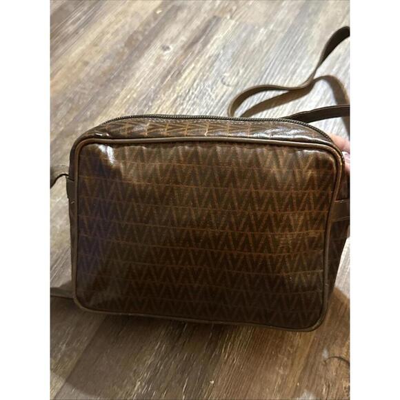 MARIO VALENTINO V Logo Shoulder Cross Body Bag PVC Leather Brown 7625L - Picture 10 of 15